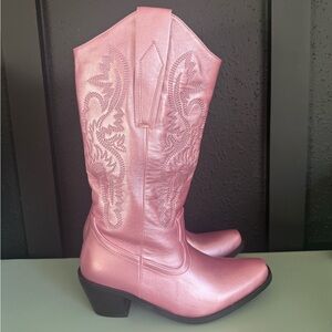Metallic Pink Western Cowboy Boots